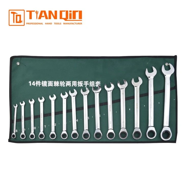 14 PCS Fixed Head Combination Ratchet Spanner Set